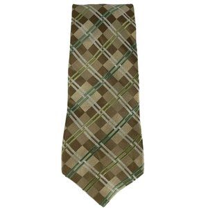 Croft Barrow Tan Brown Green Triangle Stripe‎ Tie
